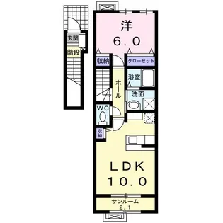 ミドルビレッジヒロ7B【2階】の間取り