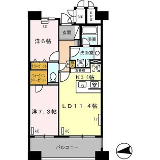 ロイヤルパークス西新井【2階】の間取り