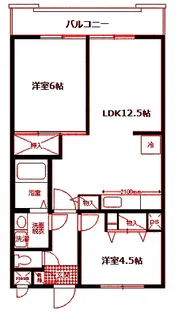 ヒルサイドフラッツB棟【1階】の間取り