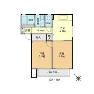 ローズハイム船橋宮本A棟【2階】の間取り