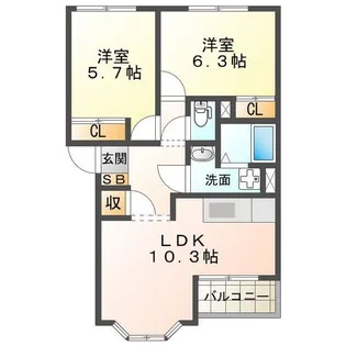 シャルム・ラ・メールI【1階】の間取り