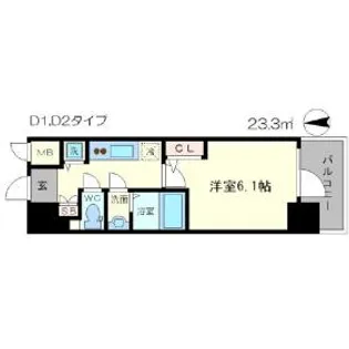 エスリード松屋町SOUTH【7階】の間取り