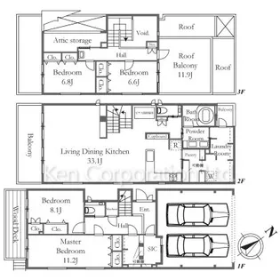 東京都世田谷区野沢3【一戸建】の間取り
