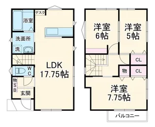 神奈川県大和市中央林間4【一戸建】の間取り