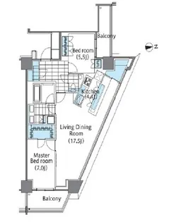 コンフォリア新宿イーストサイドタワー【16階】の間取り