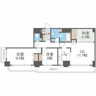 知事公館前タワーレジデンス【20階】の間取り