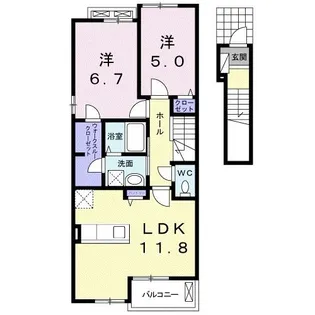 サンライズII【2階】の間取り