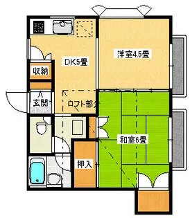 ベルシオン白石 手割引 光配線 常時ゴミ出可 屋根裏収納有【2階】の間取り