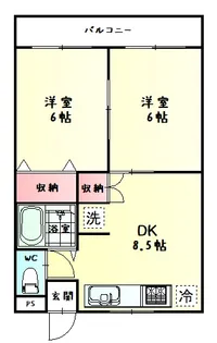 東大和市芋窪 サンクレスト中砂201号室【2階】の間取り