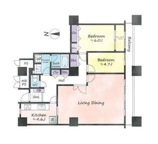 西戸山タワーホウムズセントラルタワー【25階】の間取り