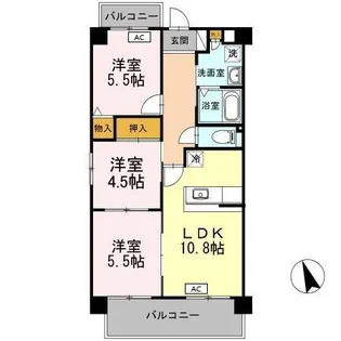 クレスト西添【4階】の間取り