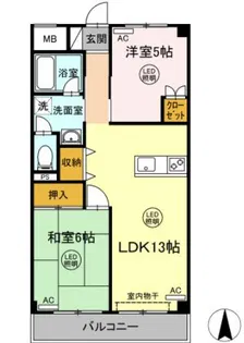 第二富来ハイツ【3階】の間取り
