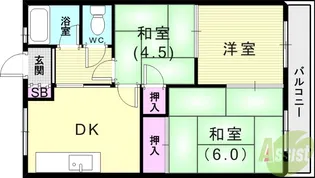 ケイアンドエスマンション白川台【2階】の間取り
