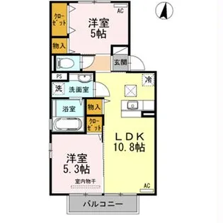 宮崎県都城市花繰町【アパート】の間取り