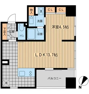ウィルテラス勝どき【5階】の間取り