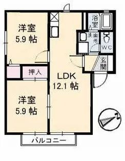 カーサイベリアル  D棟【2階】の間取り