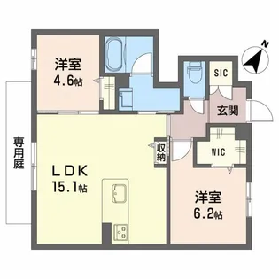バトーエメロードC【1階】の間取り