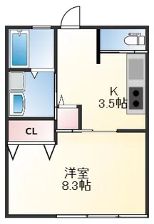 コスモポート新田【1階】の間取り