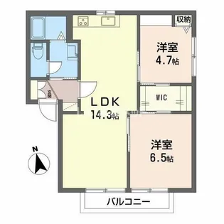 カーサワンセブン A棟【2階】の間取り