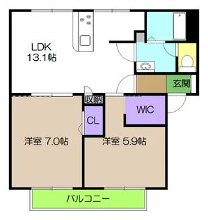 東代ハイツB棟【2階】の間取り