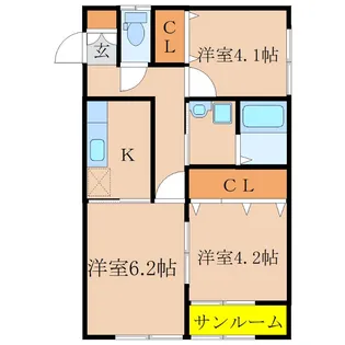 シャルール A棟【2階】の間取り