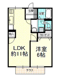 プレジール河本B【1階】の間取り