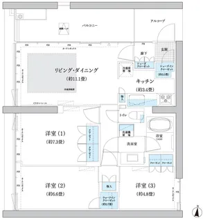 ガーデニエール砧WEST【6階】の間取り