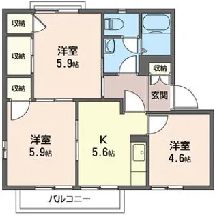ディアス城南B棟【2階】の間取り