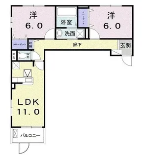 イリーデ谷上 II【1階】の間取り