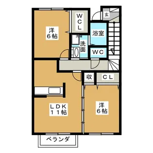 スカイハイツ大針 B【2階】の間取り