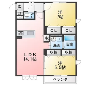 Quatre Saisons相生 D【2階】の間取り