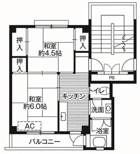 ビレッジハウス湖西第二2号棟【1階】の間取り