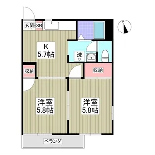 上前ハイツD【2階】の間取り