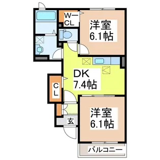 エターナルコートB【1階】の間取り