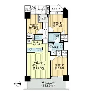 ライオンズタワー仙台広瀬【22階】の間取り