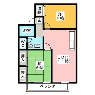 夏梅ビレッジ A棟【2階】の間取り