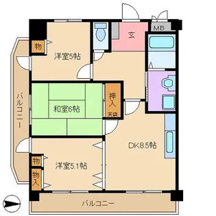 大阪府大阪市平野区長吉出戸2【マンション】の間取り