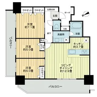 ライオンズ豊見城セントマークス【12階】の間取り