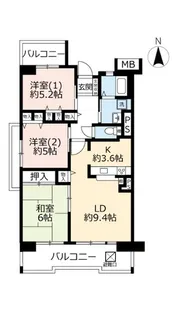 URアルビス旭ヶ丘【2階】の間取り