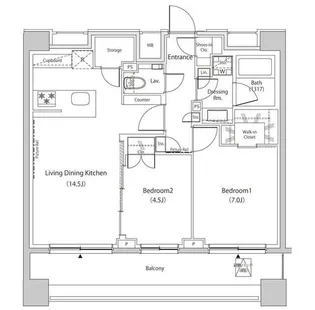 ザ・パークハビオ目黒プレイス【8階】の間取り