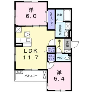 カーザ・ヴェルデ【1階】の間取り