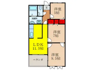 フロレアールくれは【6階】の間取り