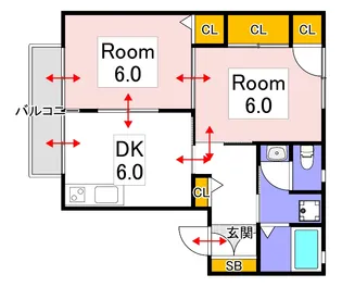 ディアコートLOVEII A棟【2階】の間取り