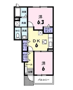シャルマン 弐番館【1階】の間取り