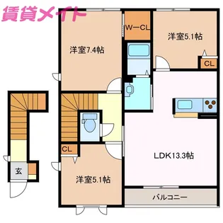 ヒュドールヒューレー G棟【2階】の間取り