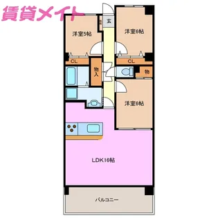 コート梅ヶ丘【7階】の間取り