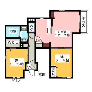 フラットRII【1階】の間取り