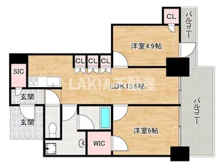 シエリアタワーなんば【6階】の間取り