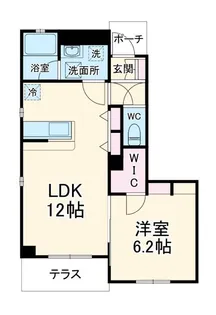 ボルド西之【1階】の間取り