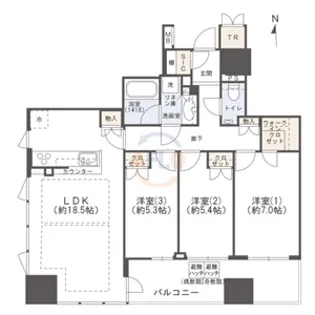 クレヴィアタワー御堂筋本町【24階】の間取り
